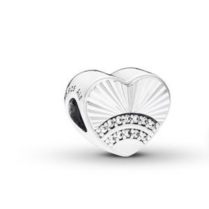 Pandora Jewelry - Authentic Pandora Fan Heart Charm w CZ Pandora Jewelry - Authentic Pandora Fan Heart Charm w CZ